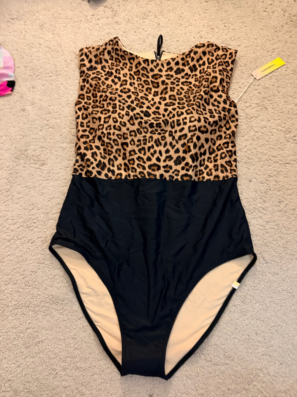 summersalt Black and Leopard Print one piece swim